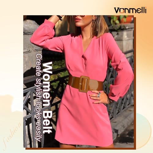 Image of VONMELLI Stretchy Wide Women Belts Elastic Vintage Belts for Women Fashion Ladies Waist Belt for Dress