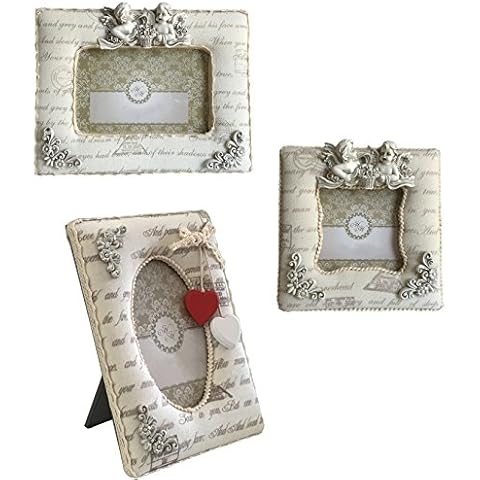 Angel - Set of Padded Fabric Sculpture Shabby Chic Picture Frames Cover