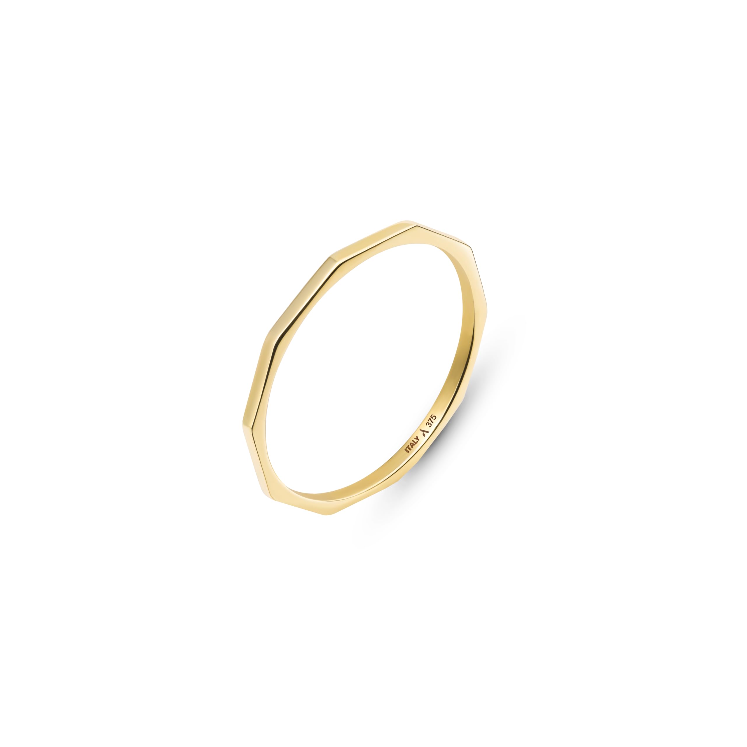 Amberta Anello Donna Oro Massiccio 9 Carati Italiano, Anello Sottile Oro Giallo 1 mm Impilabile, Fedina Minimalista Pollice Mignolo