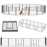 NEWBULIG Dog Playpen 16 Panels 32' Height Foldable Heavy Duty Metal Dog Exercise Playpen Puppy Fence for Indoor Outdoor Yard