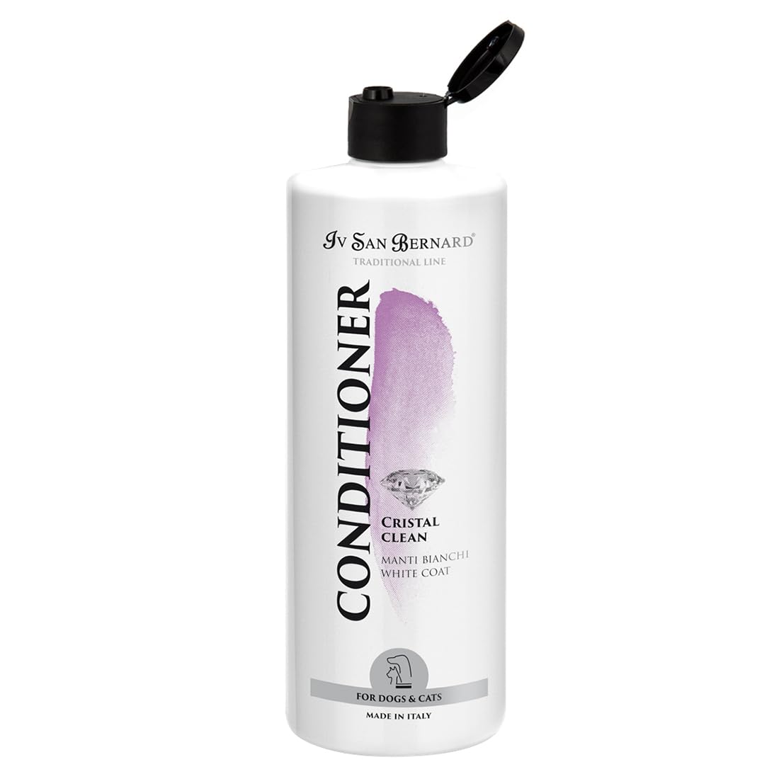 Acondicionador Cristal Clean - para Mascotas con Pelo Blanco - 500 ml - Ayuda a Eliminar el Color Amarillento - Champú para Fortalecer y Aportar Brillo - Sencillo de Aplicar - IV San Bernard