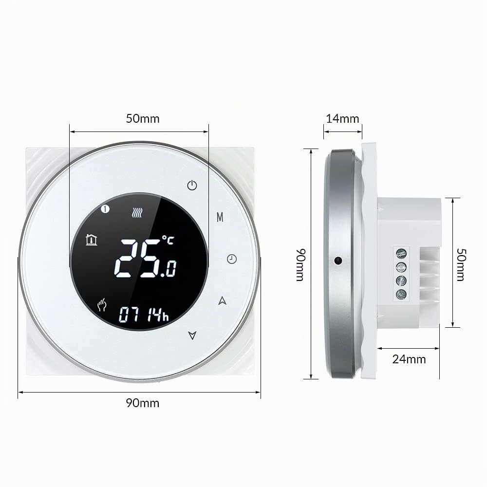 Decdeal Termostato programmabile tramite Wi-Fi, termostato intelligente wireless, con display LCD tattile, nero