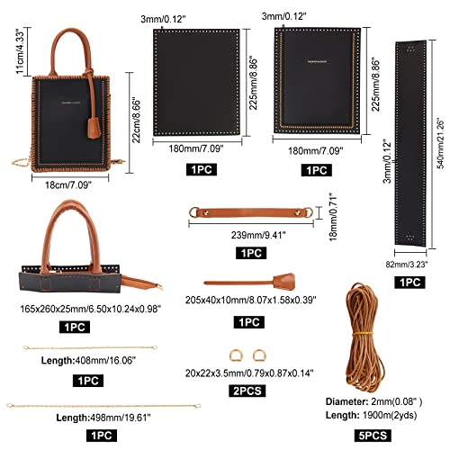 WADORN 15pcs Leather Knitting Crochet Bags Making Kit - Image 2