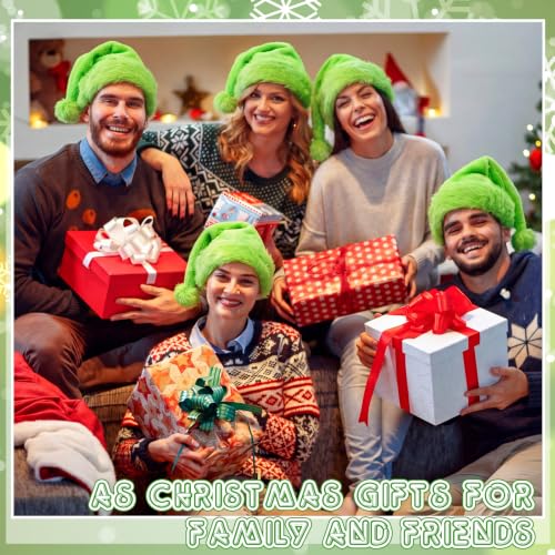 Image of Vicenpal 20 Pcs Santa Hats Bulk for Adults, Fluorescent Green, Classic