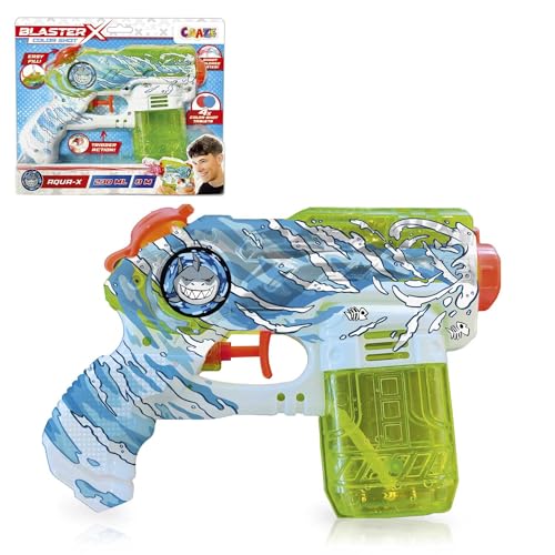 CRAZE Blaster-X Water Guns Small - Wasserpistole für Kinder 20cm, Wasserspritzpistole mit Farbtabletten Schussweite 10m, Wasser Kampf Spielzeug, Blau Oder Grün