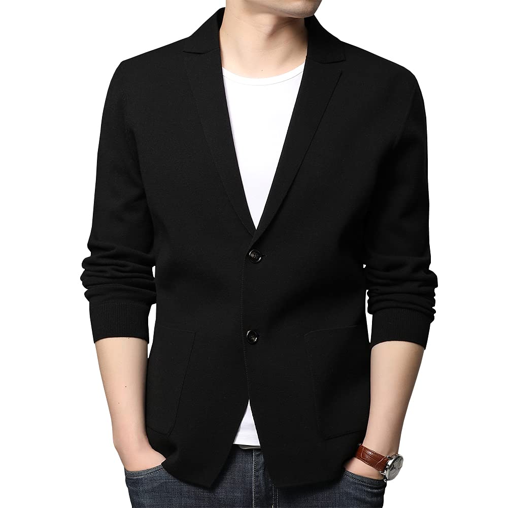 Womleys Mens Notched Lapel Cotton Cardigan Sweater Two Button Closure Knitwear
