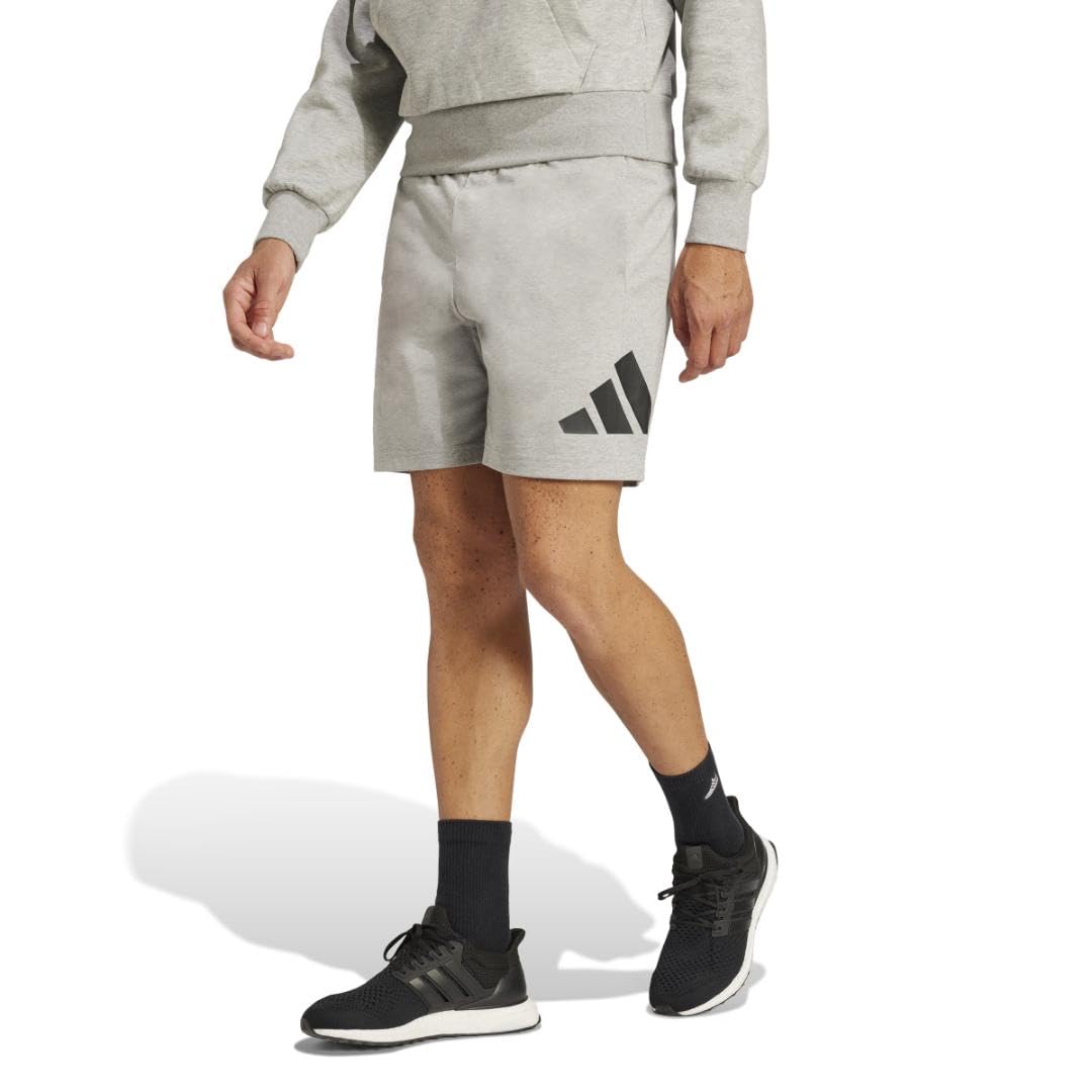 adidas Essentials Men's 7" Big Logo Shorts, Medium Grey Mottled/Black, L