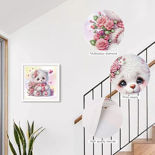 Image of Tontut Bear Diamond Art Painting Kits, 5D Special Shape Beginner Diamond Art, Crystal Rhinestone Diamond Art Painting, Home Wall Decoration Gift 12x12 inch