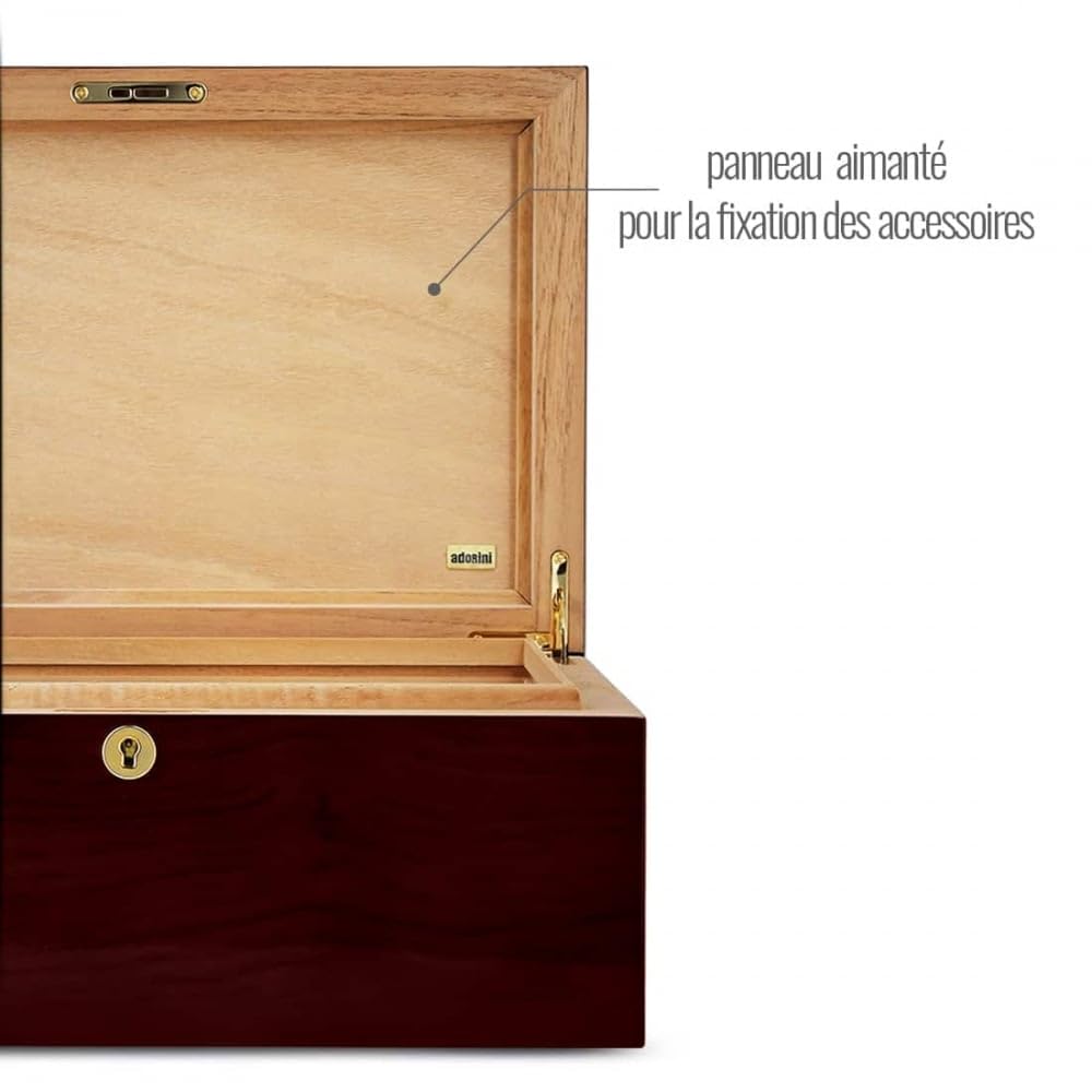 adorini Humidor Santiago - Deluxe | Conservazione dei sigari con umidificatore e igrometro - fino a 150 sigari - Marrone - GARANZIA A VITA -