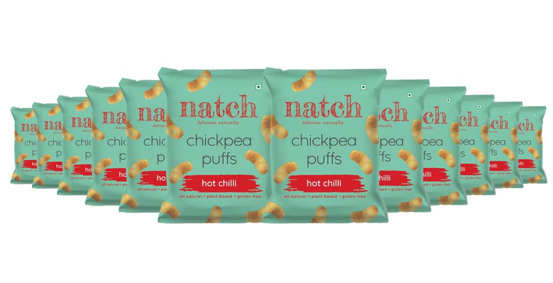 Natch Chickpea Puffs, 100% All Natural, Rich in Fiber and Protein, Gluten Free, Vegan, No Artificial Preservatives, Trans Fat Free, Hot Chilli, 20g each (Pack of 12) (B0BWYLXKQD) Amazon Price History, Amazon Price Tracker