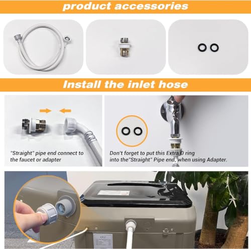 Image of Portable Washing Machine Full Automatic 17.7lbs Small Washing Machine for Apartment 10 Wash Program with Drain Hose, Portable Washer Machine for Dorm, College, RV, Antique Bronze