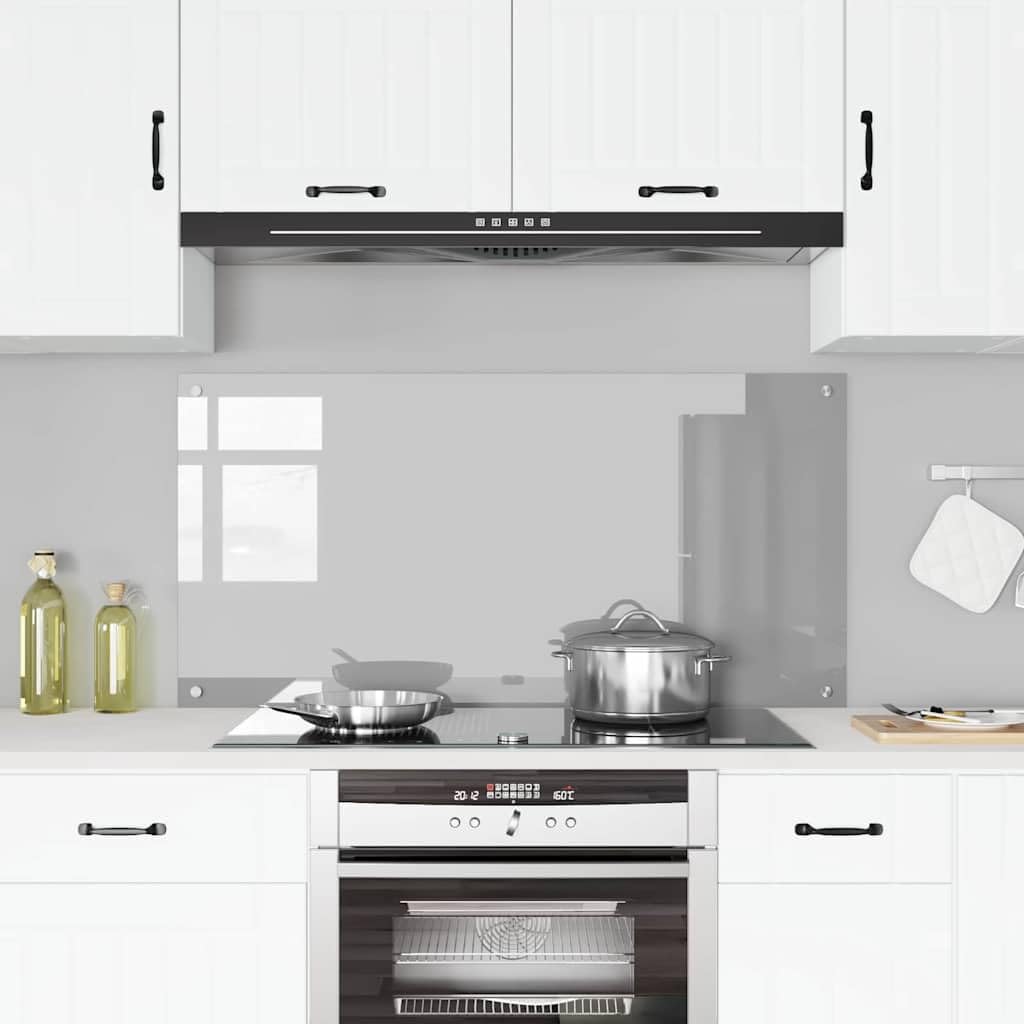 Salpicadero de Cocina Gris Claro 120 x 60 cm Vidrio Templado Protector contra Salpicaduras Protección Herramientas Accesorios Ideal para la protección de Las Paredes de la Cocina