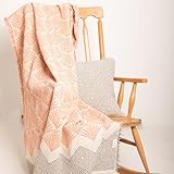 MylasaHome Premium Cotton Throw Blankets – 70x50 Inch, Fabric with Elegant Geometric Pattern – Perfect for Living Room, Bedroom and Home Decor (Peach)