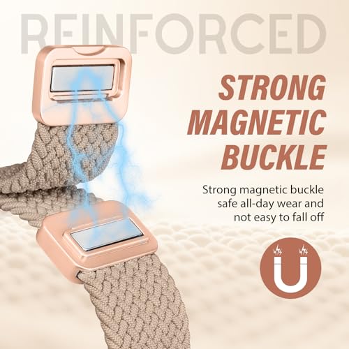Image of TOYOUTHS Braided Magnetic Band Compatible with Apple Watch Bands 38 /40 /41 /42 /44 /45 /46 /49mm Women Men, Dressy Celtic Metal Stretchy Elastic Strap for iWatch Series 11 10 9 8 7 6 5 4 SE /Ultra 3 2 1