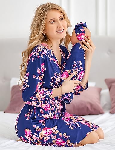 Image of Mommy and Me Robe and Swaddle Set | Maternity Robe Matching Baby Girl, Boy