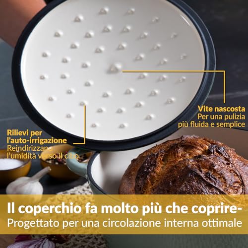 Chefarone Cocotte Casseruola Ghisa smaltata 26 cm 4,7 L - Dutch Oven con Coperchio – Pentola Multiuso per Pane Arrosti Stufati e Cotture in Forno - compatibile Induzione - immagine 6