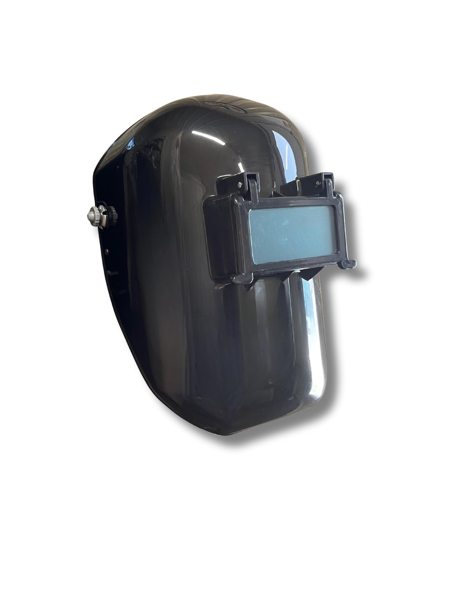 Schwarzer Schweißhelm mit aufklappbarer Linse, strapazierfähiges ABS, spritzwassergeschützt