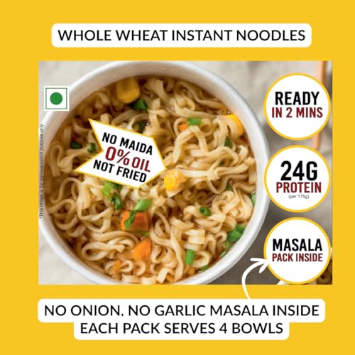 Image of Naturally Yours Instant Noodles Combo | Khapli Whole Wheat & Multi Millet Variety Pack | Maida Free, High Protein & Fiber | Steam Dried, Non Fried | No Onion No Garlic, Jain Friendly | 175g x 6 Pack