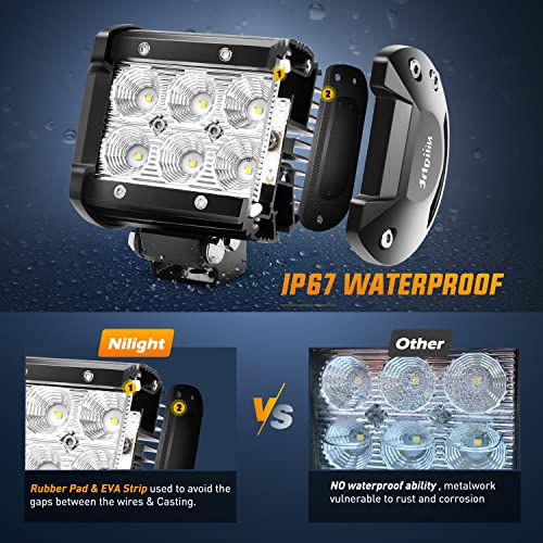 Image of Nilight 2PCS 4 Inch Flood LED Light Pods Kit 18W