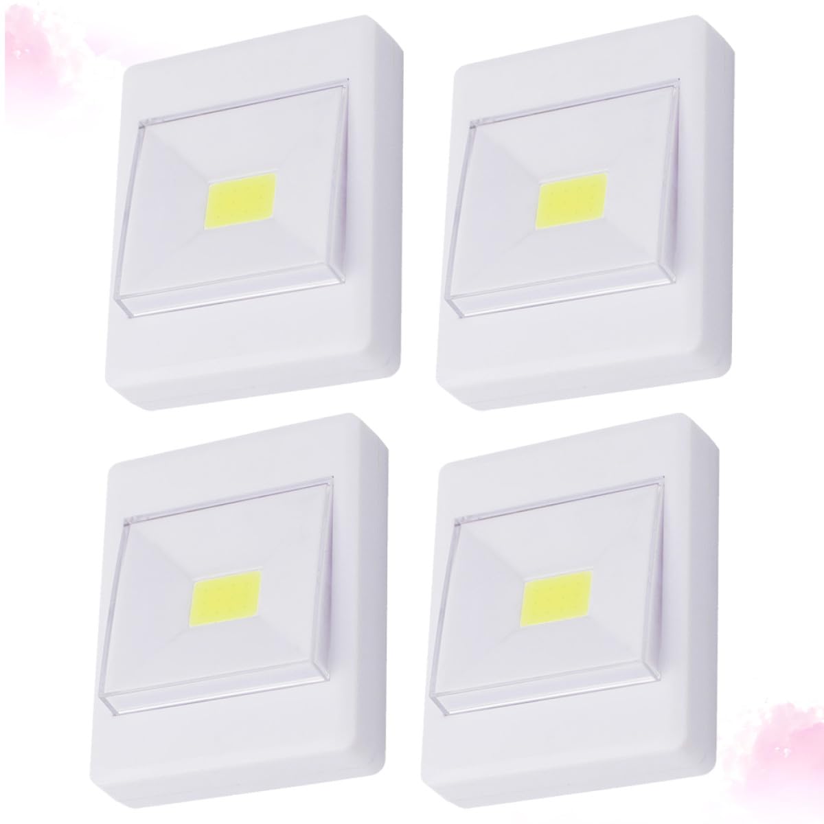 Alipis Set 4 Pezzi LED per Mobili Bianco Interruttore Cob, Luce Chiara e Cura Visiva, Lampada da Fissare in Plastica per Cameretta e Corridoio