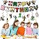 Pixel Birthday Banner, Pixel Birthday Decoration Boys, Miner Game Streamers Hanging Swirls, Birthday Decoration Game Birthday Party Accessories for Fans Children Boys