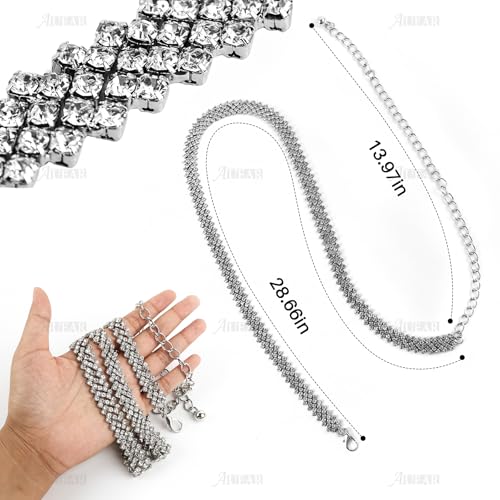 AUEAR, Rhinestone Belt Shiny Crystal Diamond Waist Glitter Metal Chain for Women Decor2