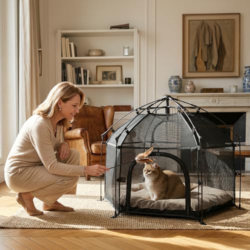 Image of EighteenTek Catio Outdoor Cat Enclosure 3-Tier Pop up Cat Tent Playpen | Portable Kitten Catio Tower | Pet Playpen Indoor /Outdoor Cats Enclosed | Play Tents for Patio Balcony Courtyard Camping