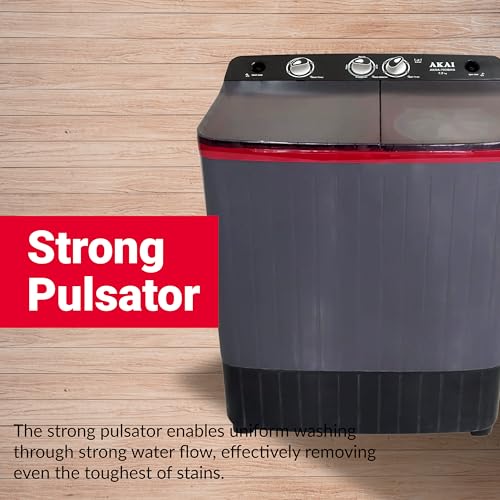 Image of Akai 10.5 Kg, 5 Star, Semi Automatic Top Loading Washing Machine (AKSA-105WGBFG) Grey Black Full glass