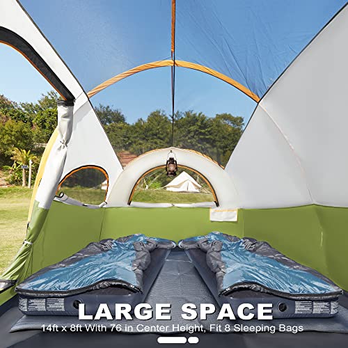 8-Person-Tent-for-Camping-Waterproof-Windproof-Family-Tent-with-Rainfly-Divided-Curtain-Design-for-Privacy-Space-Portable-with-Carry-Bag
