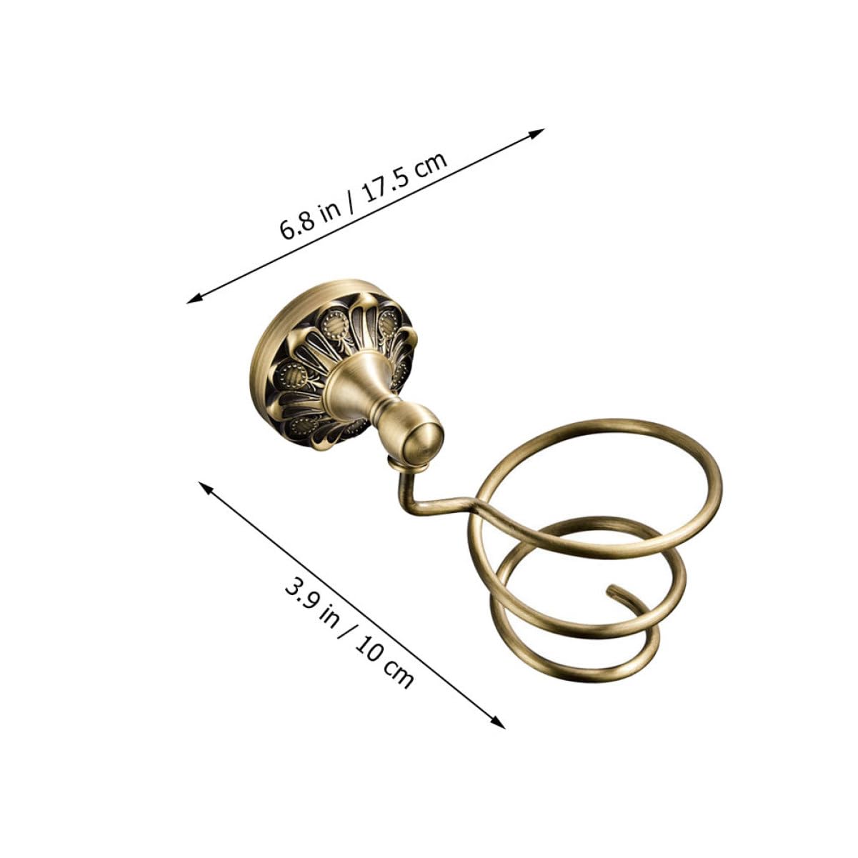 CALLARON Soporte de Pared para Secador de Pelo, Organizador Espiral de Cobre Dorado, Adecuado para Baño, Resistente al Óxido y Ahorra Espacio