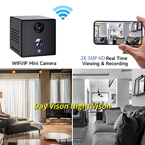 Wireless Wifi Mini Security Camera 2K 3Mp Hd, Battery Powered Pir Motion Detection, Two Way Audio, Ir Night Vision, Cloud & Local Storage 64Gb #TOP4
