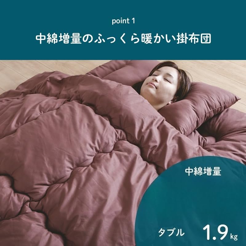 洗える 軽量布団 5点布団セット 中綿重量 軽くて暖か ポリエステル ベッド 床 畳 寝具 来客用 寮 民泊 NV(ネイビー) [並