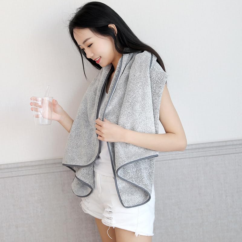 Serviette de toilette grand format 140x70 cm coton doux gris