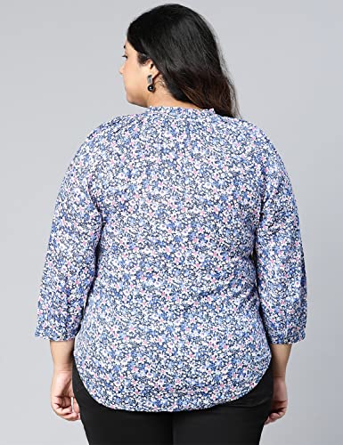 Image of oxolloxo Discovered Blue Floral Printed Plus Size Women top