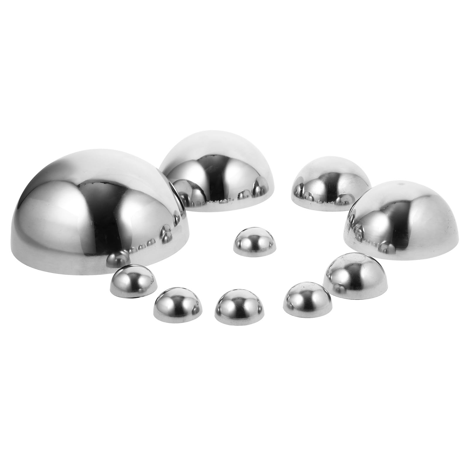 Homoyoyo 10 Pezzi Mezza Palla Riflettente in Acciaio Inox 38-160mm Decorazioni da Giardino Sfere Semisfere da Giardino Ornamentali per Cortile Prato Esterno