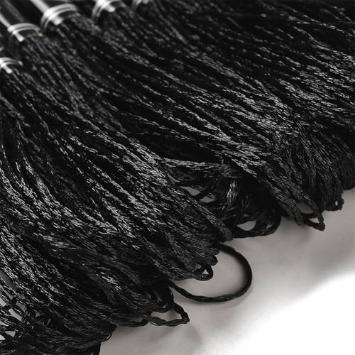 Image of 10 Skeins Black Polyester Embroidery Floss Metallic Shimmer Cross Stitch Thread Gold Silver Glitter Floss Bulk for Sewing Making Friendship Bracelet Weaving Knitting Needlepoint Handcraft