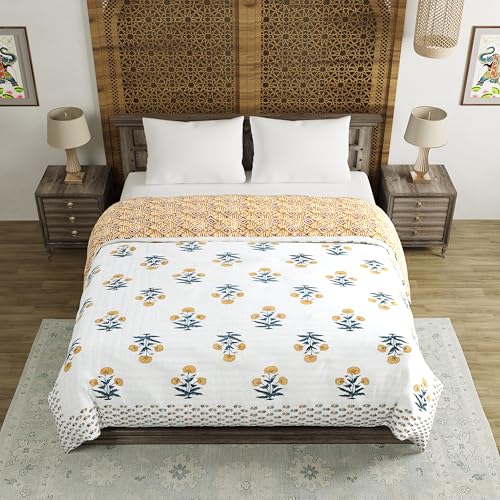 Image of BLOCKS OF INDIA Hand Block Printed Cotton King Size Quilt /Rajai | Design 46