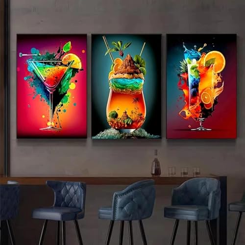Affiches d'art de tasse amusante et paysage coloré en impression sur toile 50x70cm sans cadre