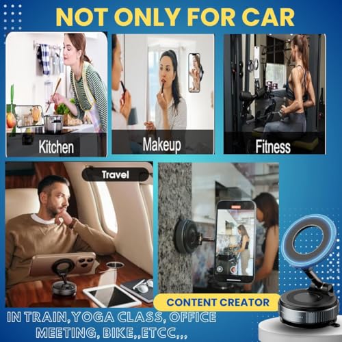 Image of Perptual Closet Magnetic Car Phone Holder Mount - 360 Adjustable Dashboard & Windshield Suction Cup Stand, Strong Magnet Secure Grip for iPhone, Android, SUV, Car Accessories