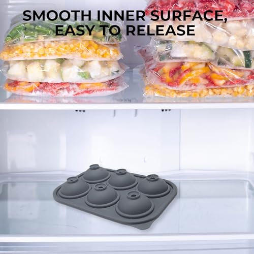 Bandeja de Hielo de Silicona con Tapa 6 Cavidades Circulares Gris miniatura 6