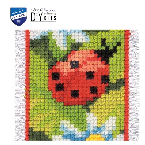 Image of Vervaco Bookmark Ladybirds Counted Cross Stitch Kit, Multi-Colour