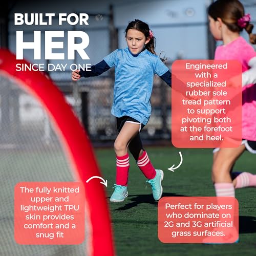 IDA Youth Travel Turf Girls’ Turf Shoes, GRLSFIT Comfort, Soft PU Leather Upper, Youth Football Cleats Female-Specific Fit3