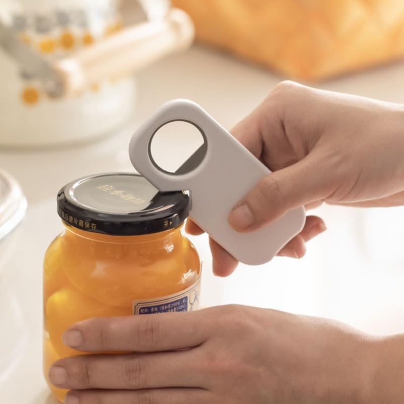 Stainless Steel 3-in-1 Bottle Opener, Can & Jar Opener Easy Grip Lid Remover, Durable Bar Tool, White