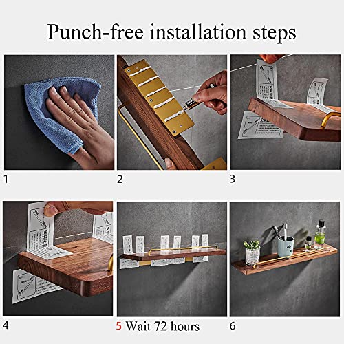 Étagère de douche en bois noble 50cm fixation murale durable - 7
