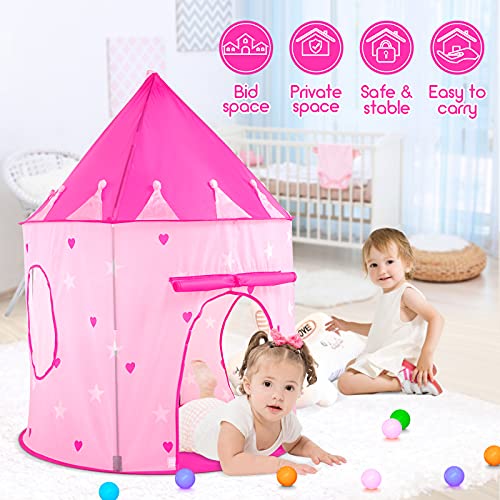 Image of PigPigPen 3pc Kids Play Tent for Girls with Ball Pit, Crawl Tunnel, Princess Tents for Toddlers, Baby Space World Playhouse Toys, Boys Indoor& Outdoor Play House, Perfect Kid's Gifts