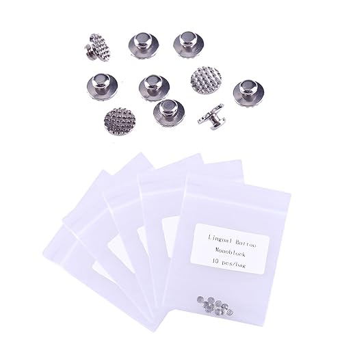 Angzhili 50pcs5Bag Botones Lingües Dentales Base Redonda, Monoblock, Materiales Dentales de Ortodoncia