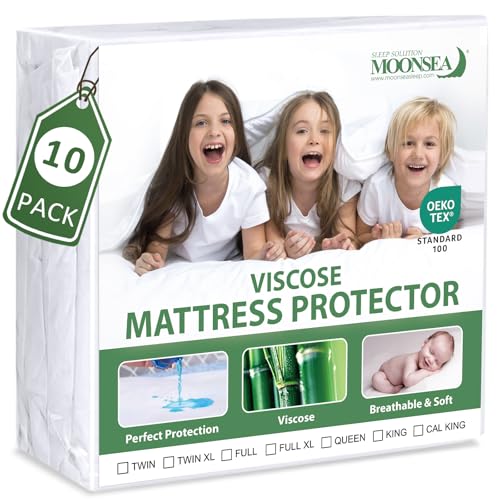 Image of Waterproof Mattress Protector Twin Size, Skin Friendly and Breathable Twin Mattress Cover for Kids, Viscose Jersey Mattress Pad with 14 inch Deep Pocket,10 Pack