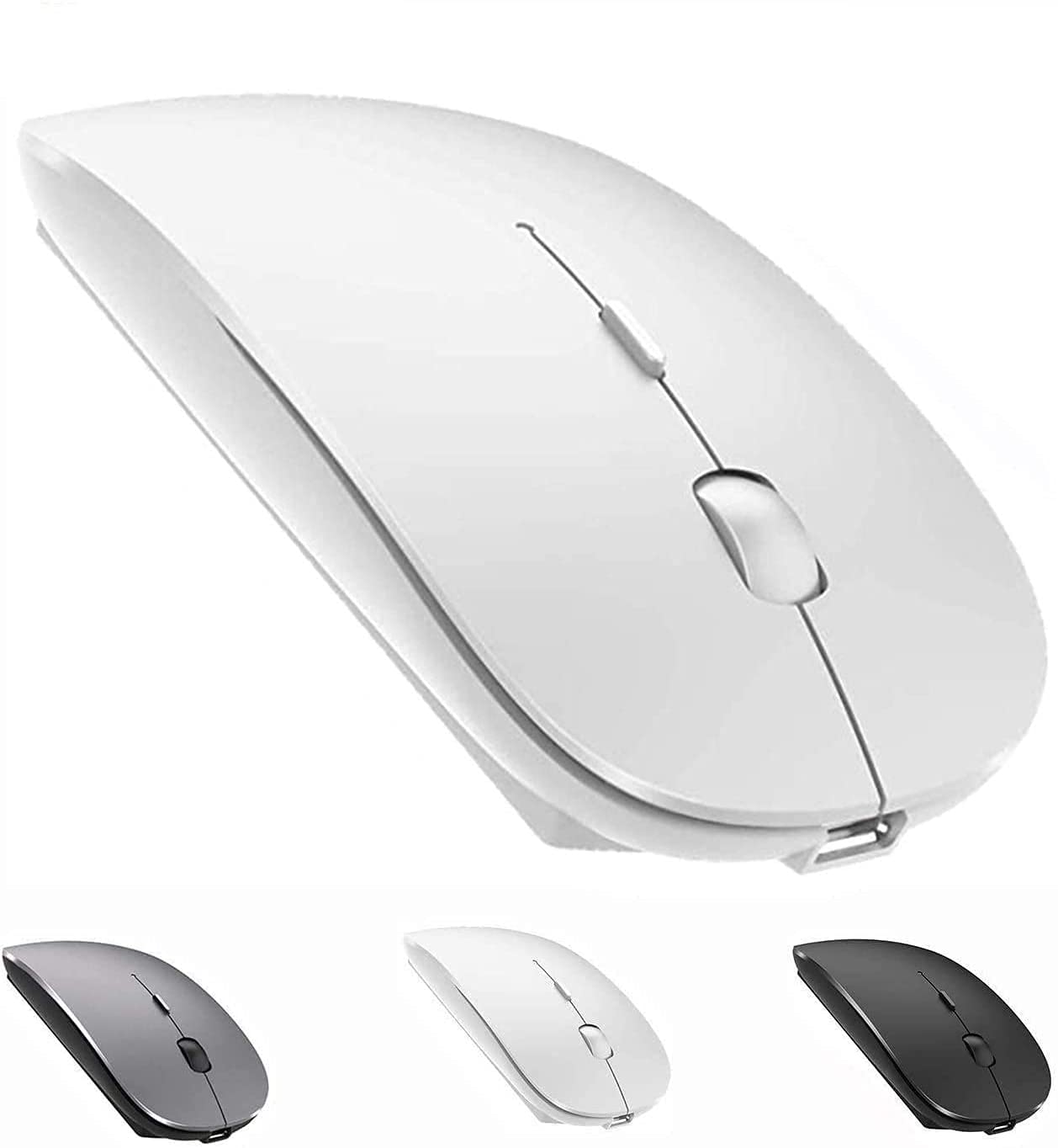 Bluetooth Mouse,Rechargeable Wireless Mouse for MacBook Pro/MacBook Air,Bluetooth Wireless Mouse for Laptop/PC/Mac/iPad pro/Computer (White)