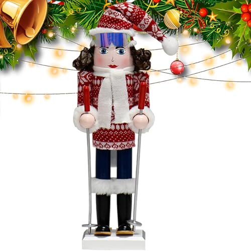 スキー くるみ割り人形 フィギュア - クリスマス 祝祭 飾り,フェスティブ ナッツクラッカー 置物 | 家庭用 本棚 暖炉 マントル テーブル センターピース ホリデー パーティー