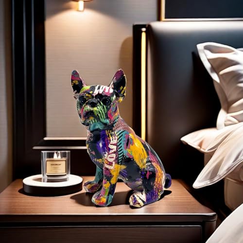 Estatua de Bulldog Francés en Resina Colorida 5.5x4.3x7.7 in miniatura 6